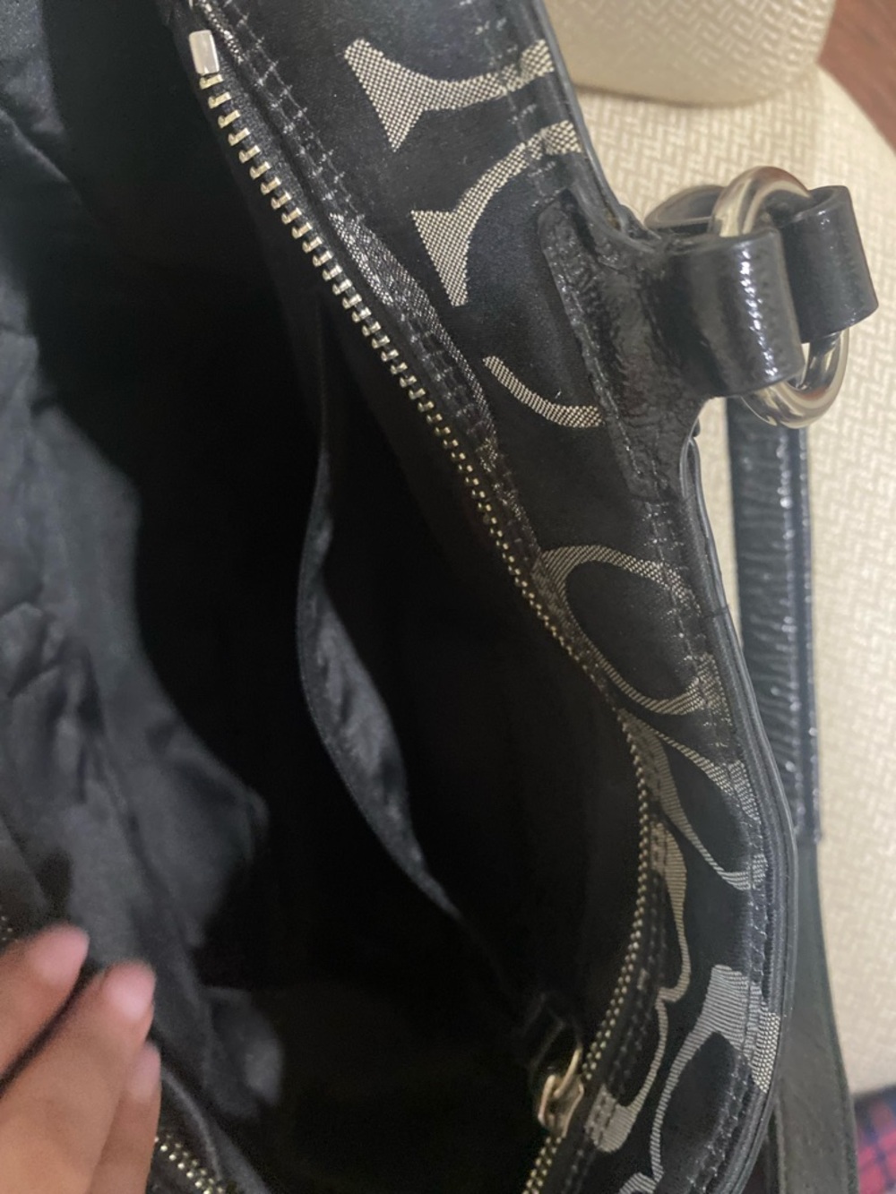 Coach Black and Silver Signature Logo Tote - Picture 9 of 14